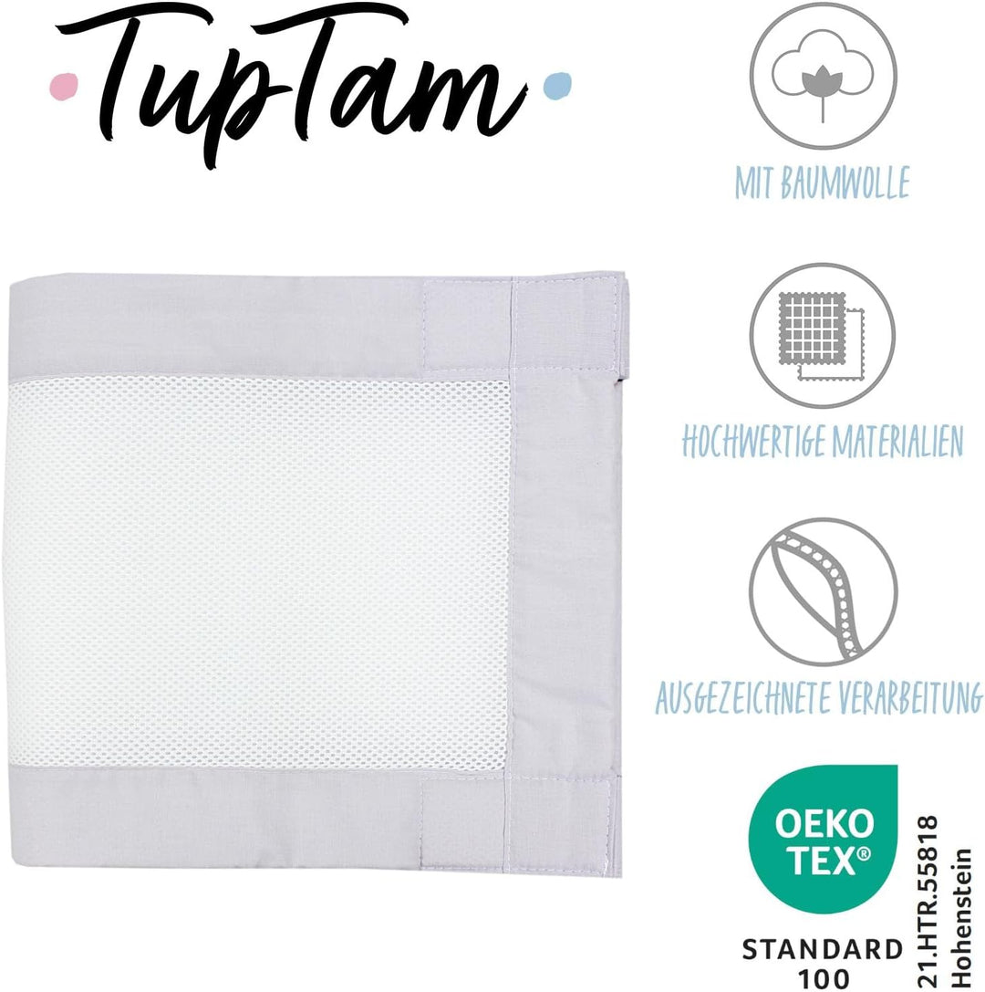 TupTam Gitterstäbe Schutz Netz Babybett Nestchen 3D Mesh 2er Pack, Farbe: Weiss/Grau, Grösse: ca. 12