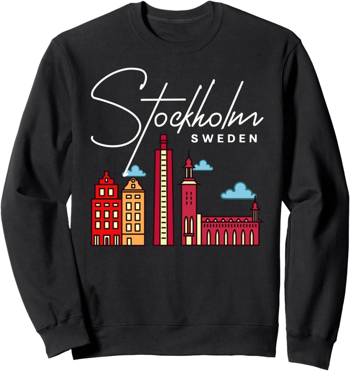 Stockholm Schweden Stadt Skyline Karte Reisen Sweatshirt