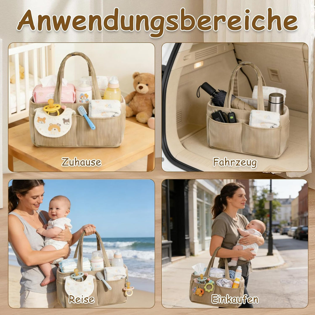 Wickeltisch Organizer, Neugeborenen Geschenk, Cord-Kernmaterial Diaper Bag, Wickelkorb mit Trennwand