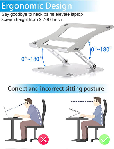 Usoun Laptop Ständer, Einstellbar Notebook Ständer, ergonomischer Computerständer für den Schreibtis