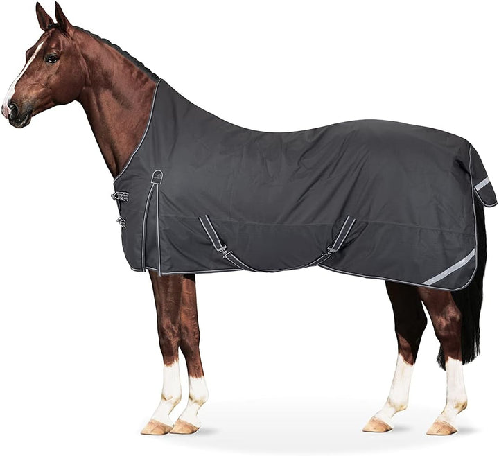 Equinate Regendecke Oakland Highneck Weidedecke mit Fleece 155cm Grau Grau 155cm, Grau 155cm