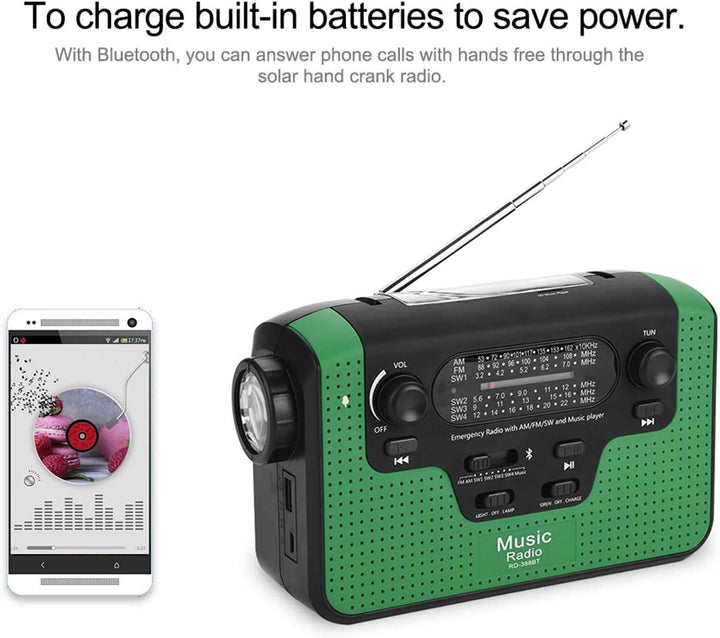 Notfall Solar Handkurbel Radio, RD-388 FM/AM/SW Solar Handkurbel Radio, mit LED Taschenlampe, Unters