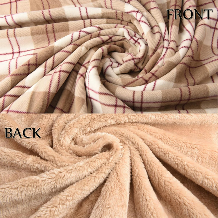 Damen Poncho Fleece Tragbare Decke, Karierte Schossdecke Bequemer Poncho Plüschdecken Überwurf Schal