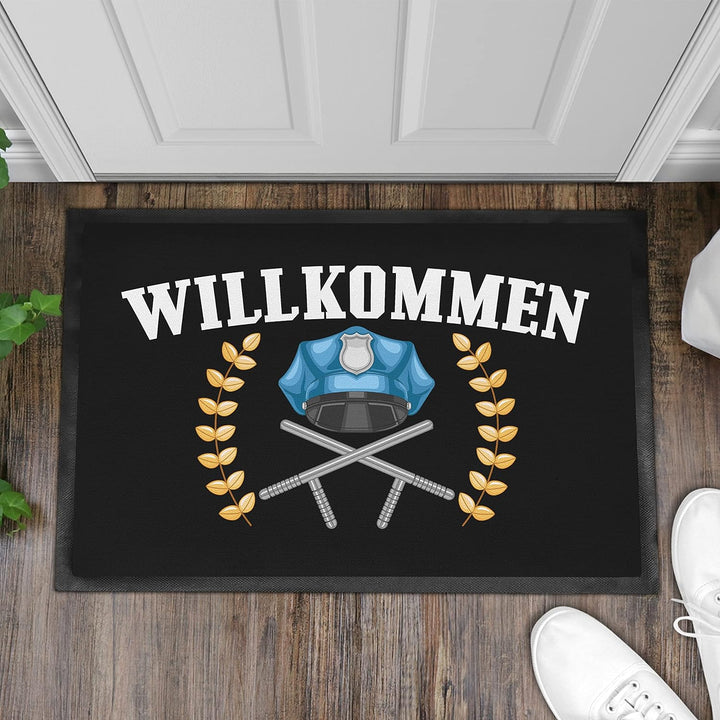 Trendation - Willkommen Fussmatte Grafik Schmutzfangmatte Geschenk Aussen Innenbereich 60x40 cm Wasc