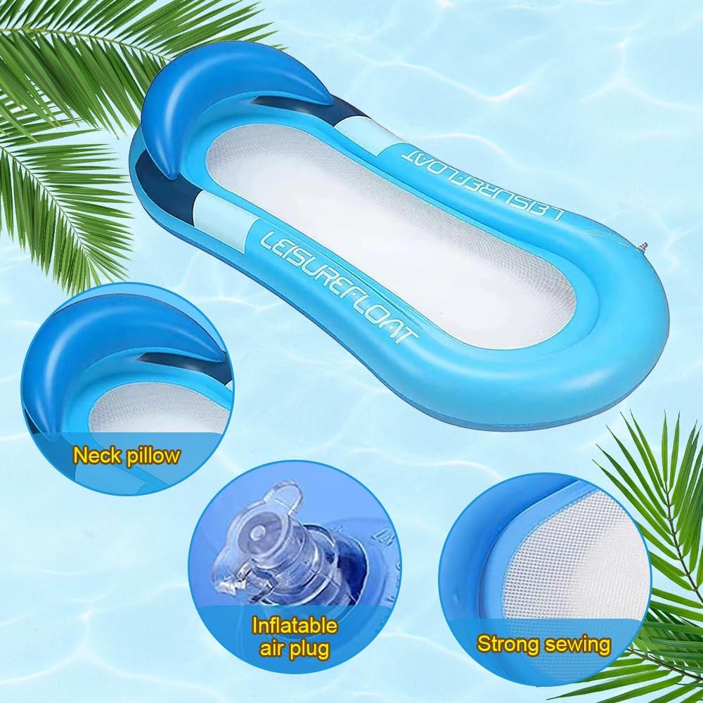 Aufblasbare Wasserhängematte, Luftmatratze Pool Hängematte mit Mesh Tragbare Aufblasbares Schwimmend