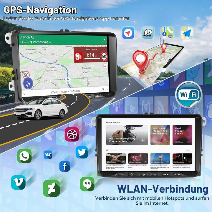 4+64G Motorsi Autoradio für VW Seat Passat Golf 5 6 Polo Skoda mit Apple Carplay Android Auto, 9-Zol