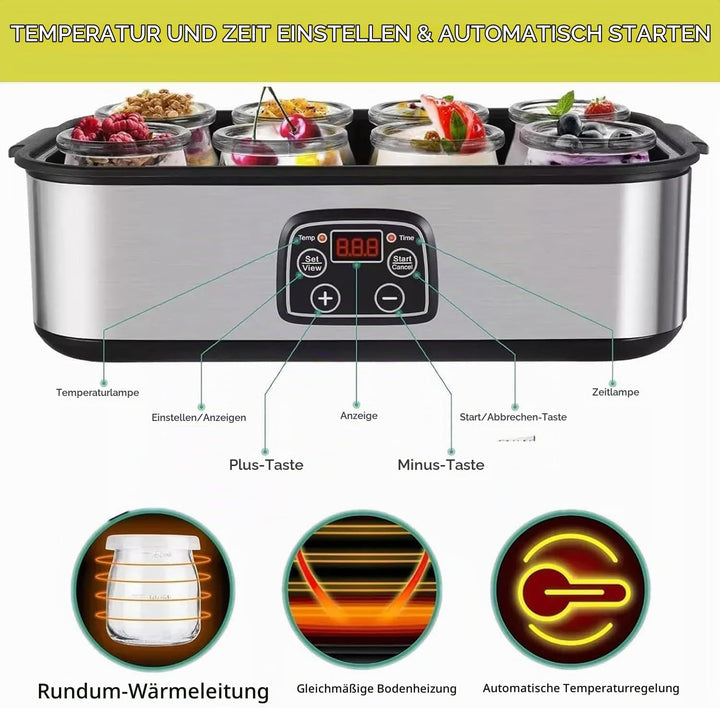 Joghurtbereiter, Automatischer Digitaler Joghurt Maker, Griechischer Joghurtmaschine mit Temperatur-