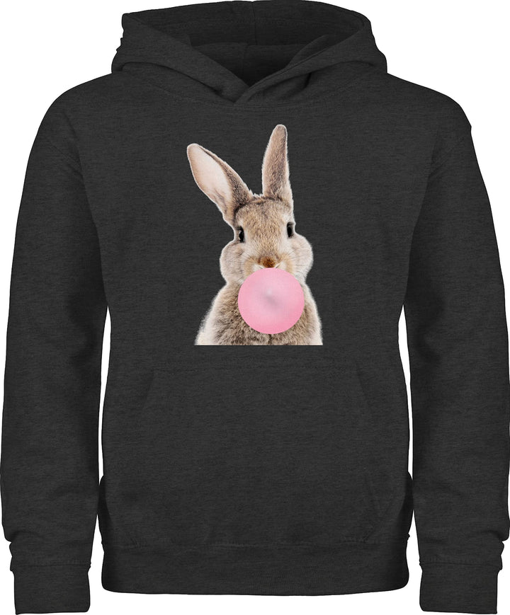 Shirtracer - Kinder Hoodie Jungen Mädchen - Hase Kaugummi I 152 7 Anthrazit Meliert, 152 7 Anthrazit