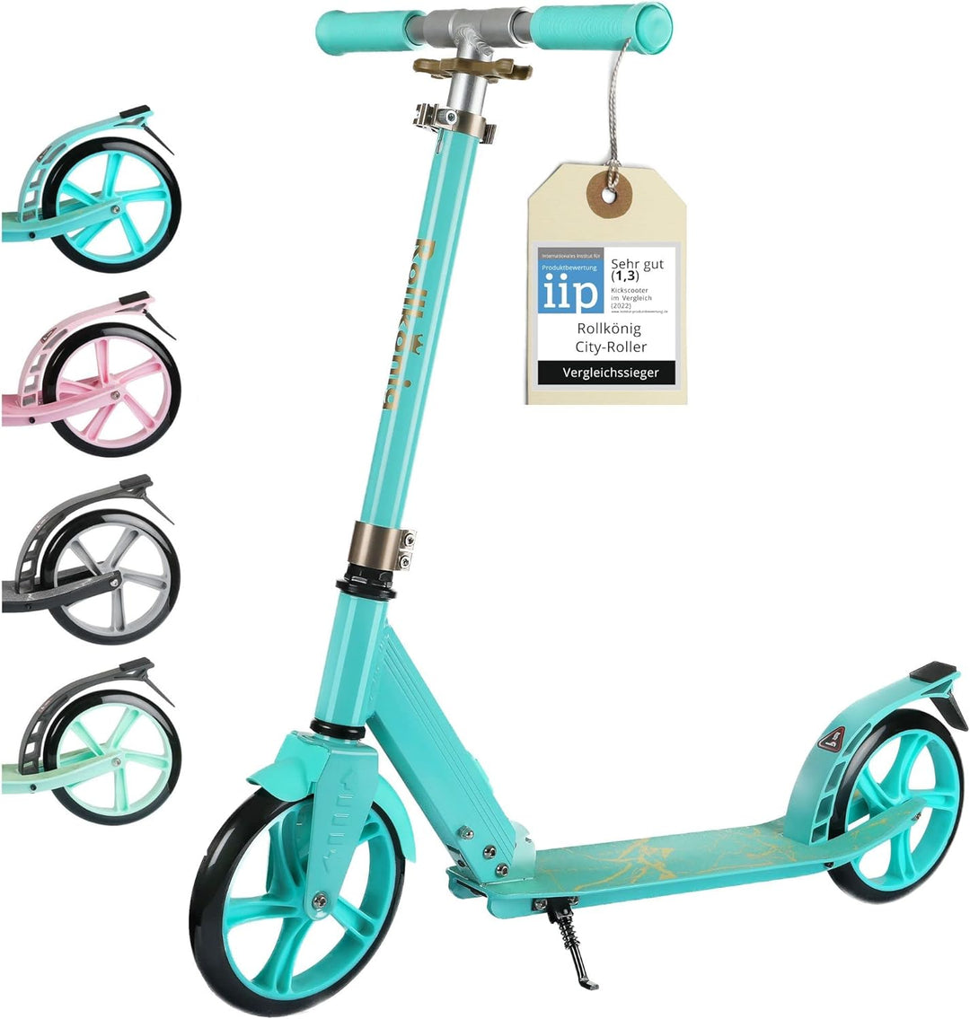 Rollkönig ® Scooter für Kinder ab 5 Jahren I Der Faltbare City-Scooter mit grossen Rädern I Tret-Rol