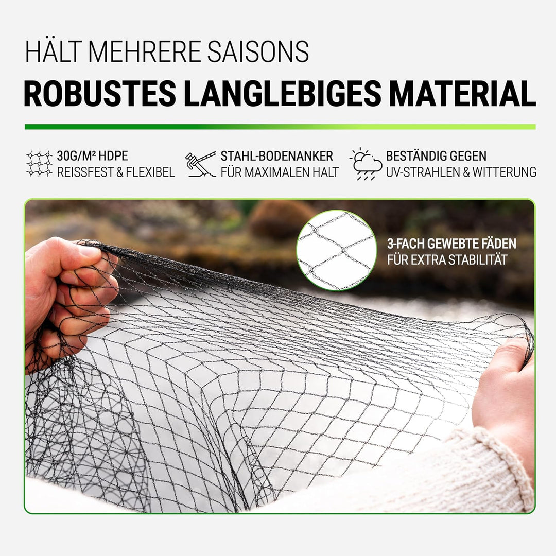 FISO® Teichnetz - 5x6m I Vogelschutznetz engmaschig, robust, witterungs- &amp; UV-beständig I Schwarzes