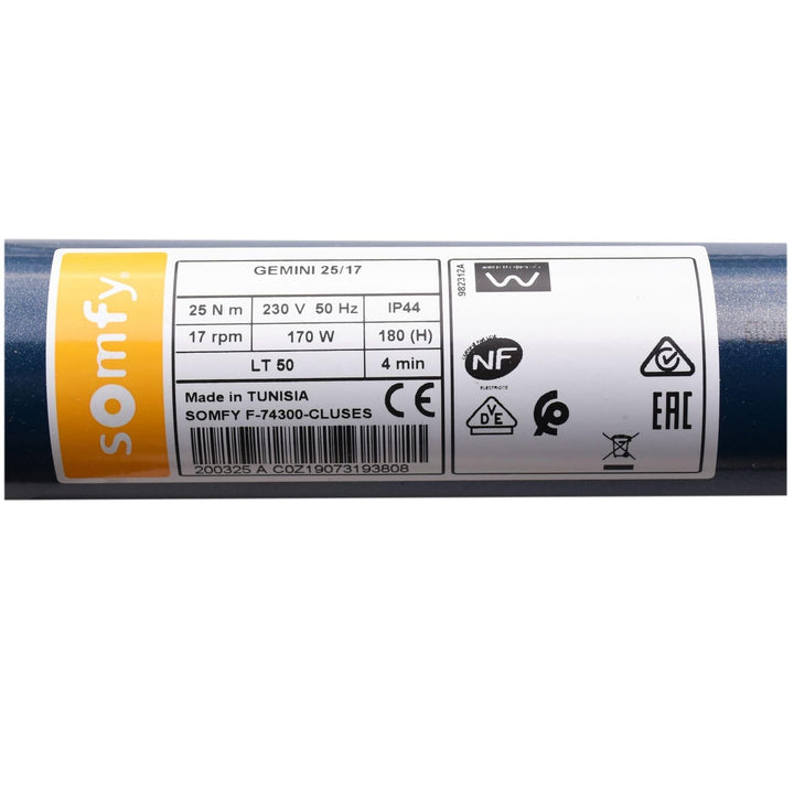 Somfy HiPro LT50 Gemini 25/17 Rollladen Antrieb Rollladenmotor Rohrmotor Motor mit Motorlager
