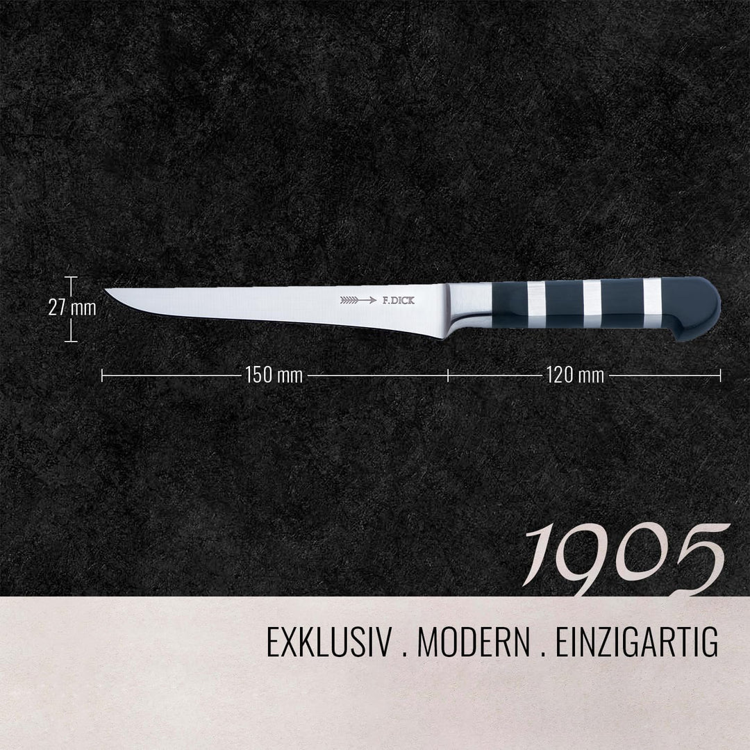 F. DICK Ausbeinmesser, 1905 (Messer mit Klinge 15 cm, X50CrMoV15 Stahl, nichtrostend, 56° HRC)
