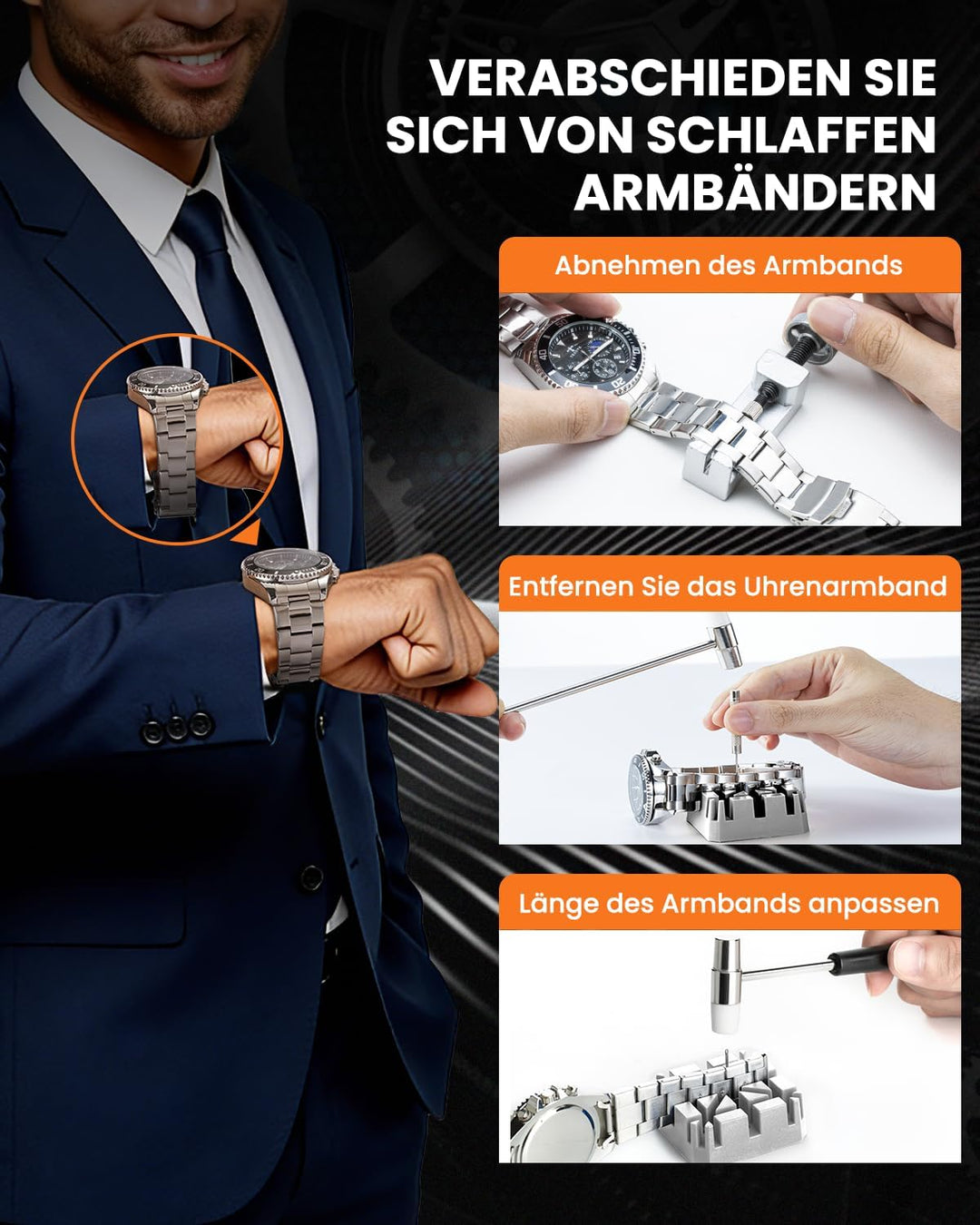 Eventronic 【Neu Upgraded】 Uhrenwerkzeug Set, Uhr Batteriewechsel Werkzeug Uhren Reparatur, Uhrmacher