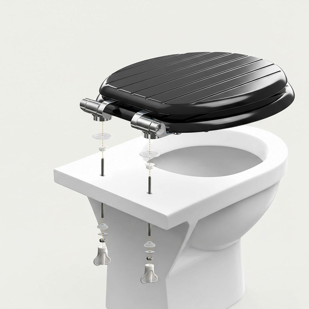 SINOBATH WC-Sitz Schwarz mit Absenkautomatik, MDF Toilettendeckel Soft Close, Matt Schwarzer Klodeck