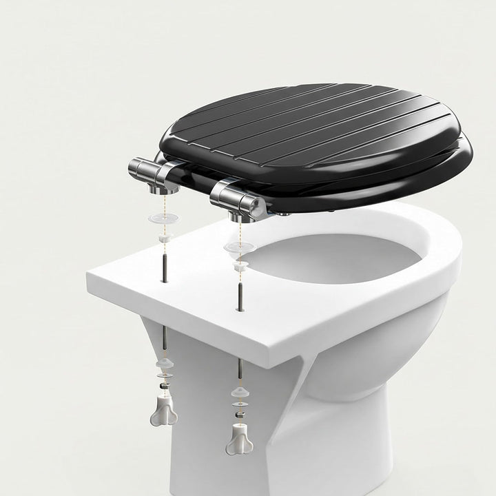 SINOBATH WC-Sitz Schwarz mit Absenkautomatik, MDF Toilettendeckel Soft Close, Matt Schwarzer Klodeck
