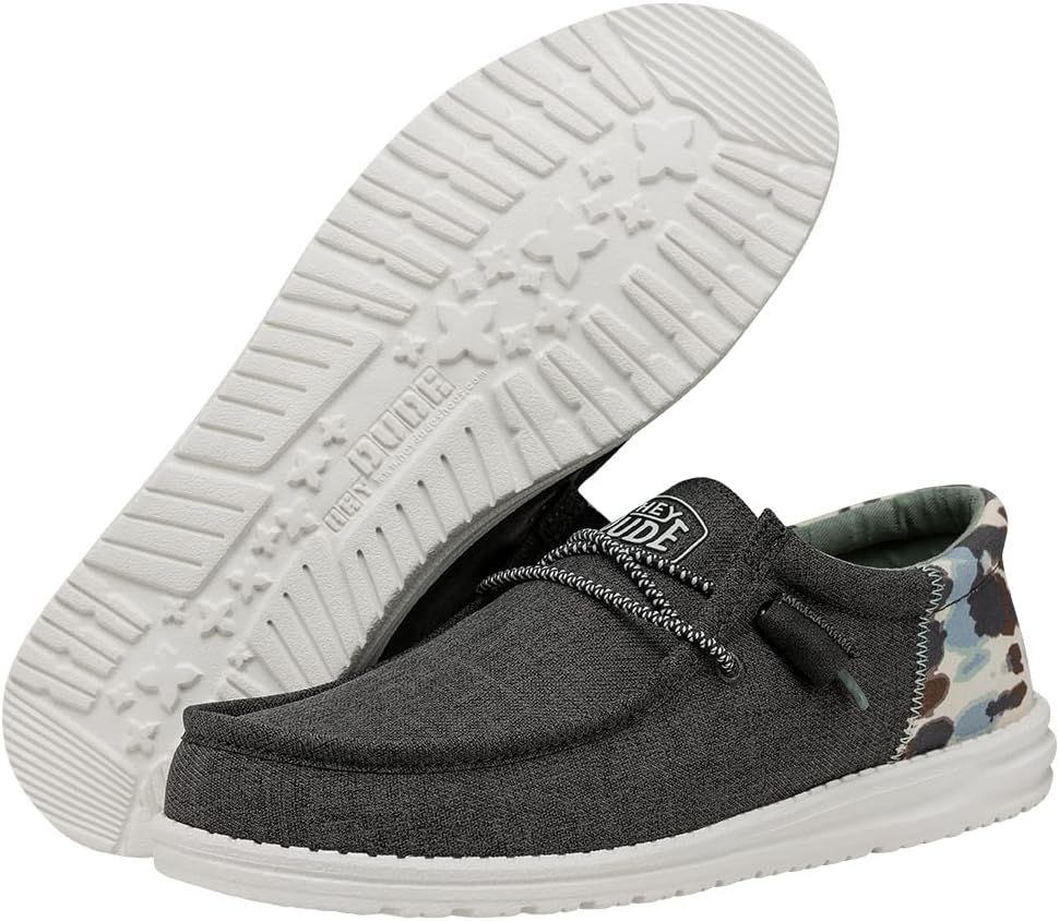 Hey Dude Herren Wally Slub Canvas Moc Toe Shoes 41 EU Grau, 41 EU Grau