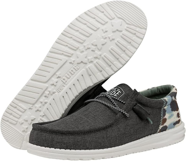 Hey Dude Herren Wally Slub Canvas Moc Toe Shoes 41 EU Grau, 41 EU Grau