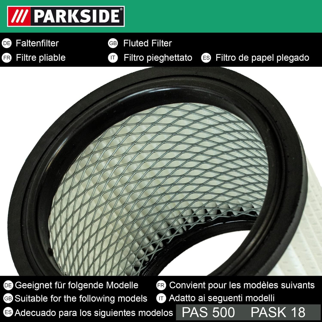 Original Parkside Lidl Falten-Filter mit Stahlinnengitter, stabile Ausführung, für Aschesauger und A