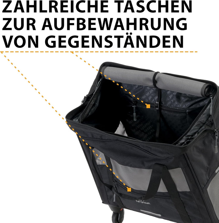Ferplast Hundebox Voyager Trolley, Transportbox Katze, Hundetasche, ausziehbarer Griff, verstellbare