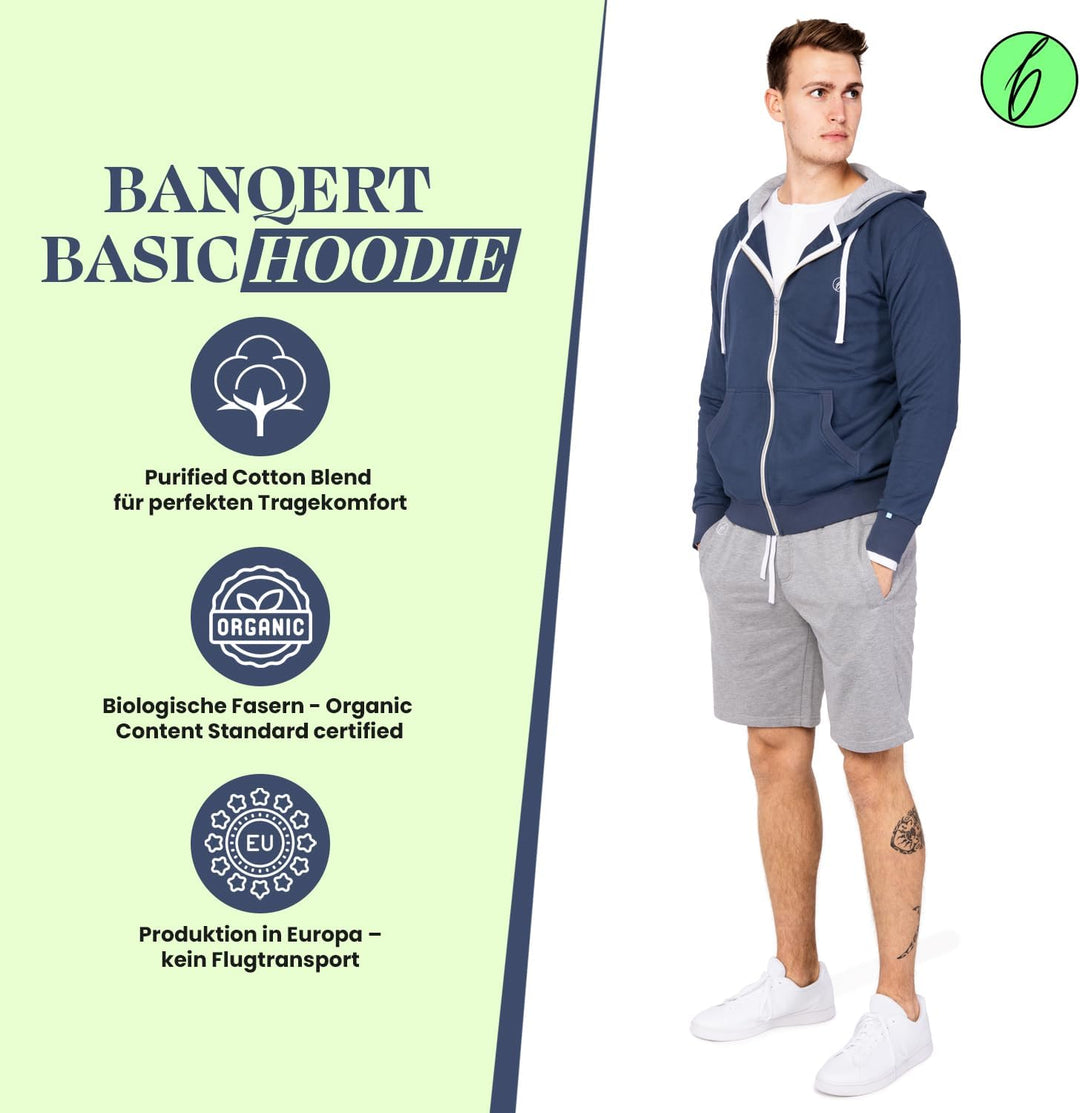Banqert Herren Hoody | Faire Löhne | Purified Cotton Blend | div. Farben S Blau, S Blau