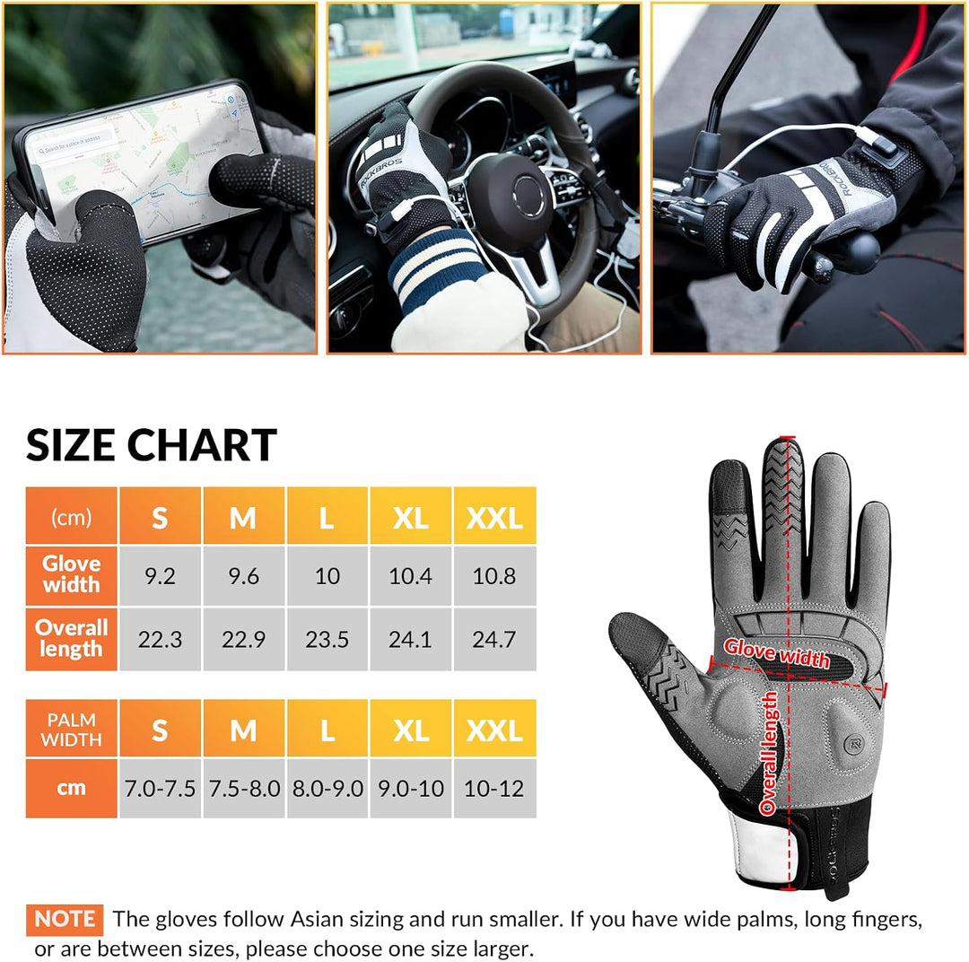 ROCKBROS Beheizbare Handschuhe über USB, Fahrradhandschuhe reflektierend und stossdämpfend, Winterha