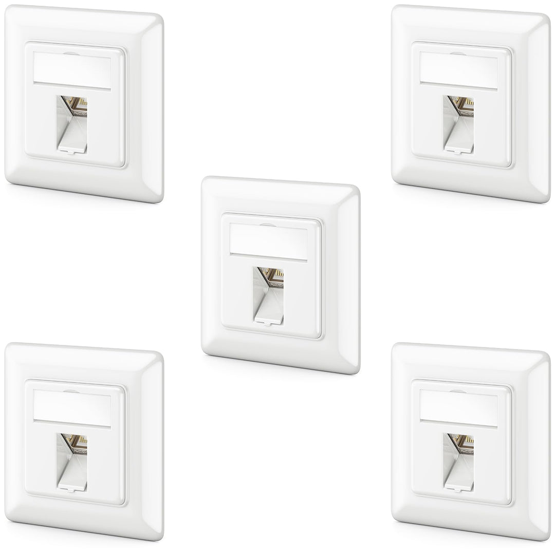 deleyCON 5x CAT6a Keystone Netzwerkdosen Set Unterputz 5x Netzwerkdose 5x Keystone Modul STP Geschir