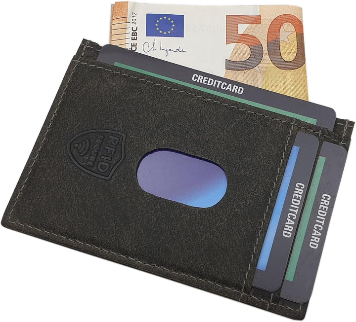 myledershop Echt Büffel-Vollleder Querformat Bikerbörse/Geldbörse/Geldbeutel/Portemonnaie mit Metall