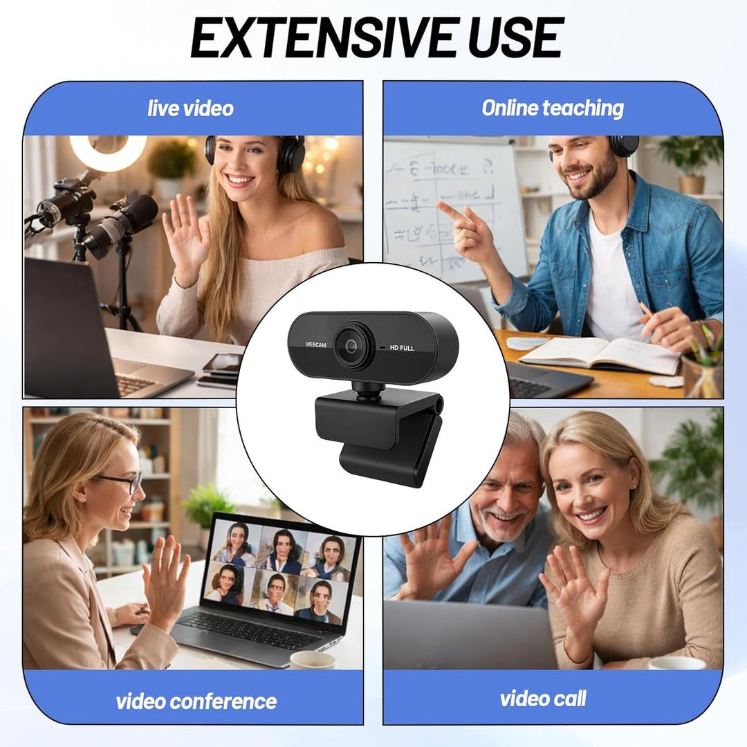 Webcam mit Mikrofon, 1080p, für Computer, Mac-Book, Microsoft Teams, Spiele und Live-Konferenzen