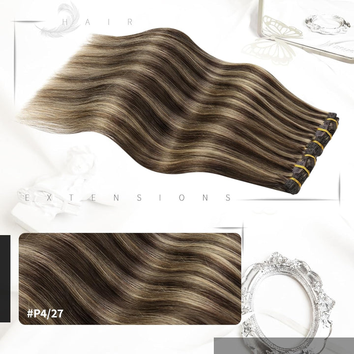 Moresoo Clip Extensions Echthaar Braun Haarextension Clips Remy Echthaar Extensions Clip in Haarverl