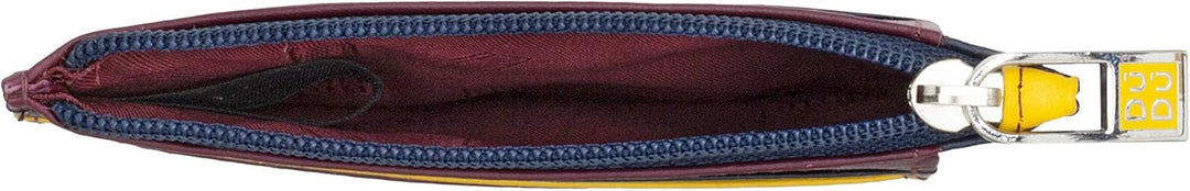 DUDU Kreditkartenetui aus echtem Leder Geldscheinfach mit Reissverschluss Burgundy, Burgundy