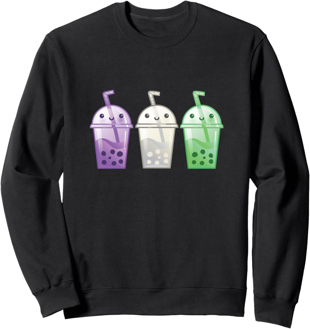Genderqueer Kawaii Boba Anime Kunst Niedlich LGBTQ Grafik Sweatshirt