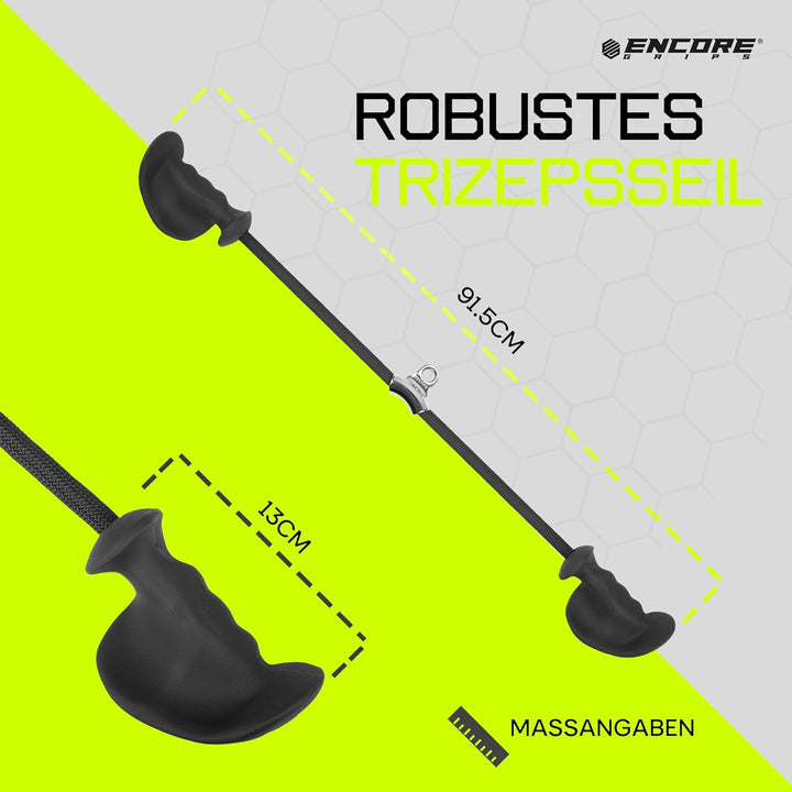 Trizepsseil mit ergonomischen Griffen – Hochwertiges Fitness Zubehör für Kabelzug, Trizeps Griff, Kr