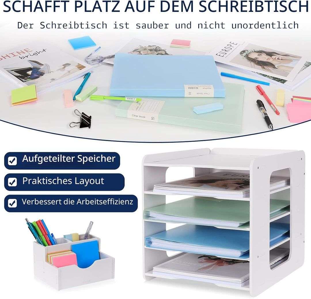 Schreibtisch-Organizer, Briefablage, Dokumentenhalter, A4-Papierablage, für Zuhause, Büro, Schule, 5