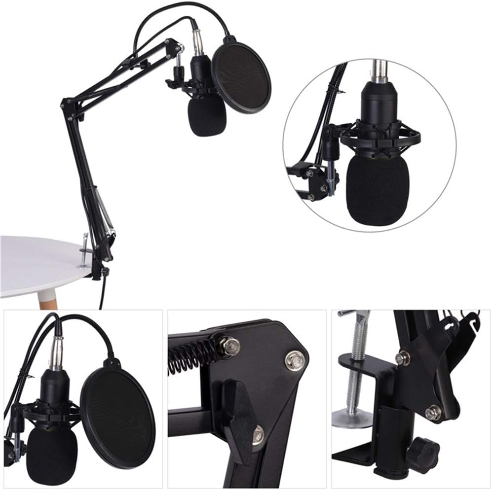 BM800 Kondensatormikrofon mit Shock Mount, professionelles Kondensatormikrofon mit verstellbarem Arm