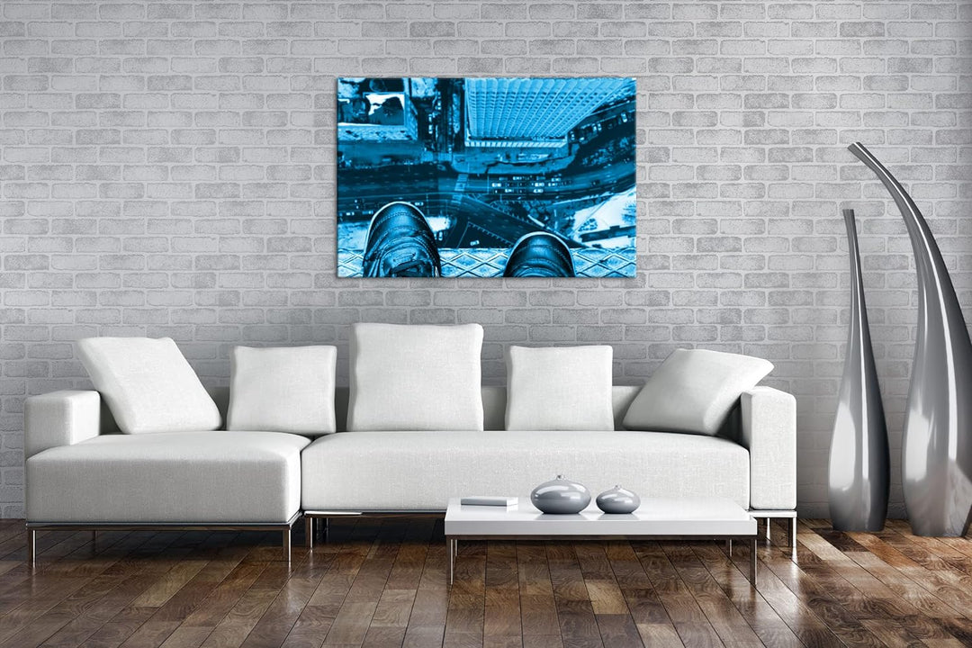 von den Dächern der Stadt Format: 100x70 Effekt: Monocrome Blau als Leinwand, Motiv fertig gerahmt a