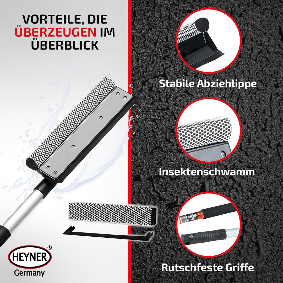 HEYNER® Scheibenreiniger Set I XXL Fensterwischer mit Teleskopgriff + Ersatzkit I Auto Fensterwische
