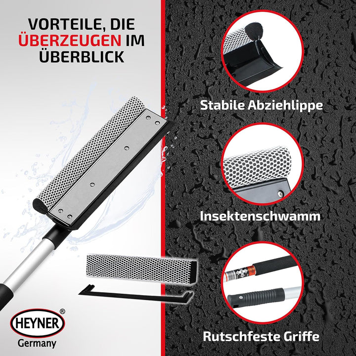 HEYNER® Scheibenreiniger Set I XXL Fensterwischer mit Teleskopgriff + Ersatzkit I Auto Fensterwische