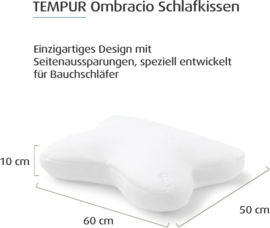 TEMPUR Ombracio Schlafkissen, ergonomisches Bauchschläferkissen in Schmetterlingsform, Liegefühl mit