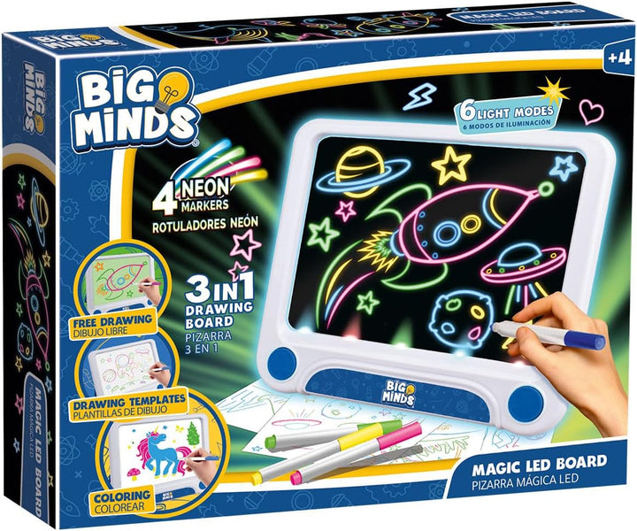 Big Minds - Magische LED-Tafel | Schreibtafel Kinder 3 in 1 LED Maltafel Kinder | Schreibtafel mit L