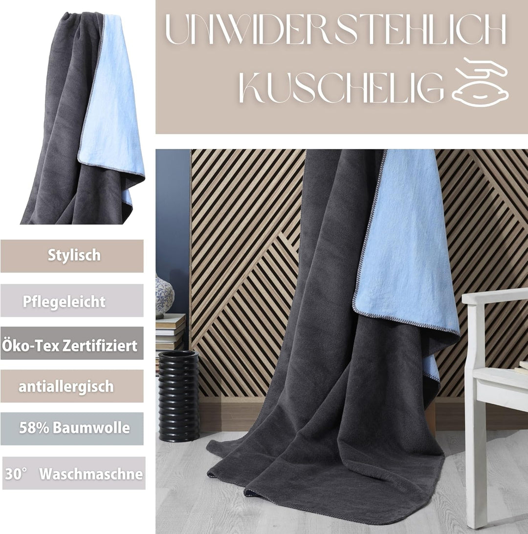 sei Design Plaid Kuscheldecke flauschig Tagesdecke, Dicke Sofa Decke, Baumwolldecke hochwertige Vera