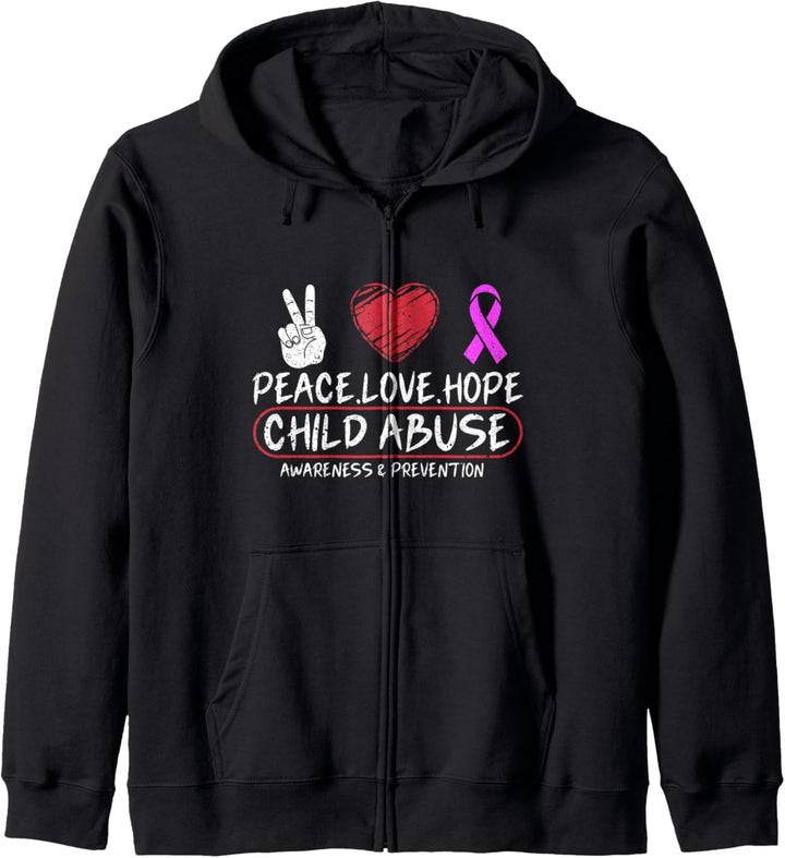 Peace Love Hope Child Abuse Awareness Prevention Kapuzenjacke