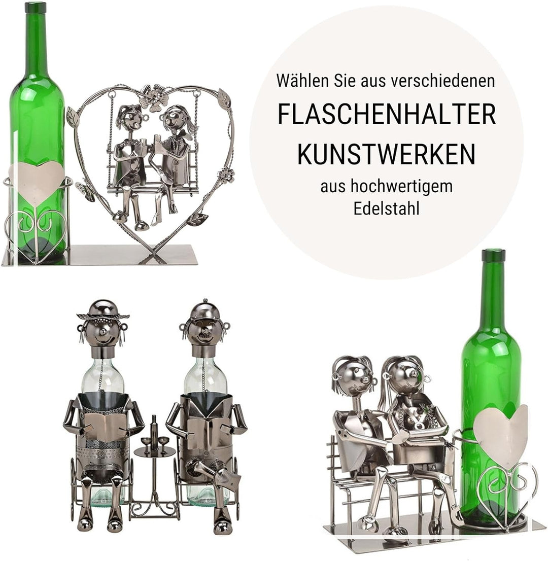 Wein Flaschenhalter - Weinflaschenhalter Metall mit Figuren als Geschenk oder Dekoartikel für zu Hau
