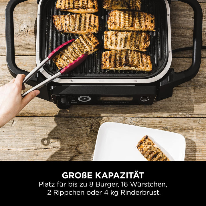 Ninja Woodfire Smoker Grill Elektrisch, Elektrogrill Outdoor, Räucherofen & Heissluftfritteuse, Airf