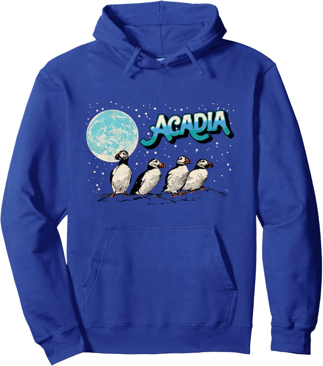 Acadia Puffin Birds at Night Maine Wildlife & National Park Pullover Hoodie
