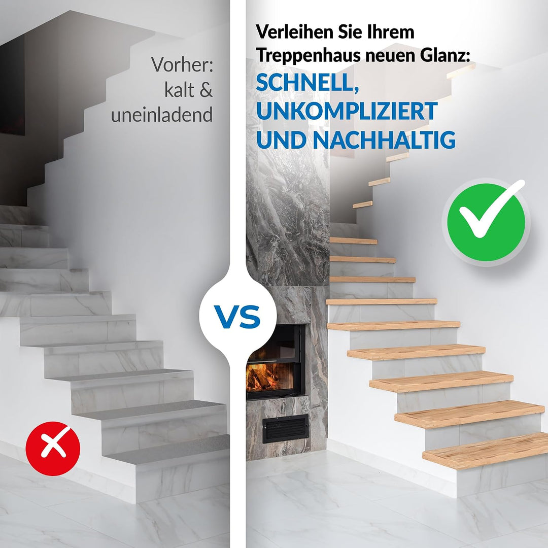 Treppenstufen mit U-Profil [LED-kompatibel] Renovierungsstufen für die Treppe, Laminat-Stufen, Tritt