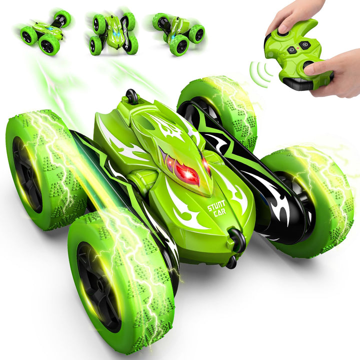 Ferngesteuertes Auto, 2,4GHz RC Auto Spielzeug ab 3-9 Jahre Junge, 360° Flip, Drehbare, LED Blinken,