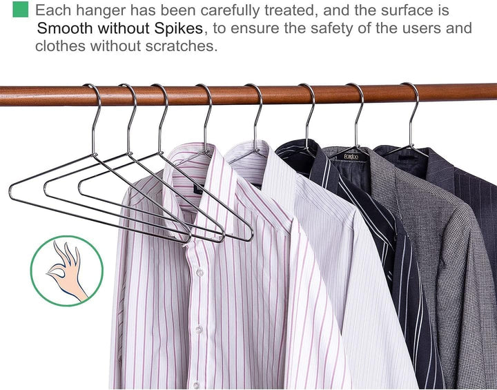 Amber Home 20 Stück 43cm Chrom Eisen Kleiderbügel, Silber Metall Kleiderbügel für Anzug T-Shirt Hemd