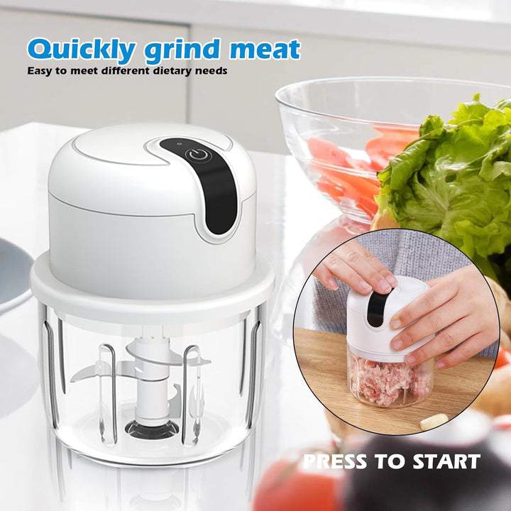 Zwiebel Zerkleinerer, 250ML Zwiebelzerkleinerer Elektrisch, Multizerkleinerer mit USB-Anschluss, 3 K