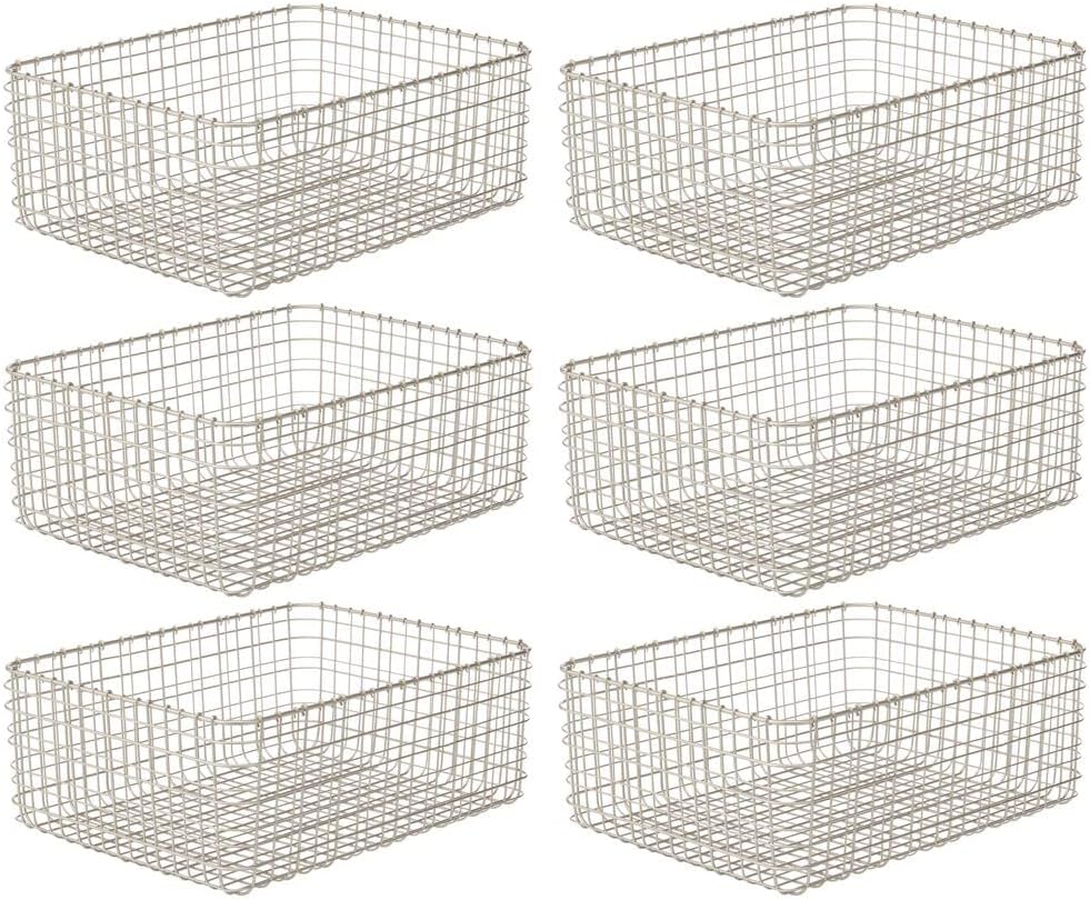 mDesign 6er-Set Allzweckkorb aus Metall – Aufbewahrungskorb für Küche, Vorratskammer etc. – kompakte