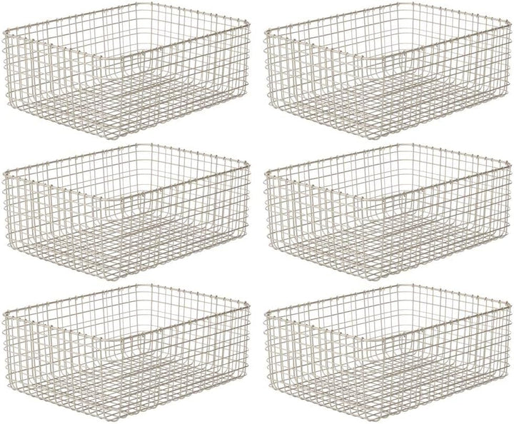 mDesign 6er-Set Allzweckkorb aus Metall – Aufbewahrungskorb für Küche, Vorratskammer etc. – kompakte
